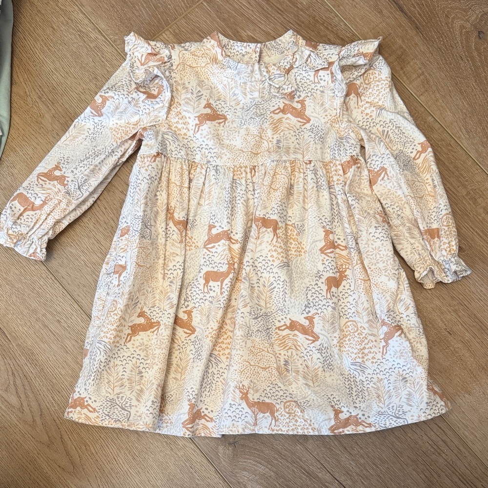Janie and Jack Cream and Brown Animal Print Dress